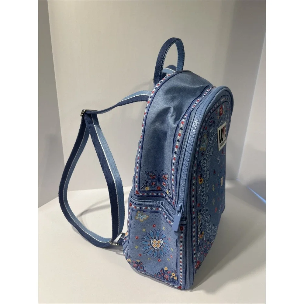 Brighton Mini Backpack Bandana Love Paisley Blue/Red Zip Top Handle Heart
